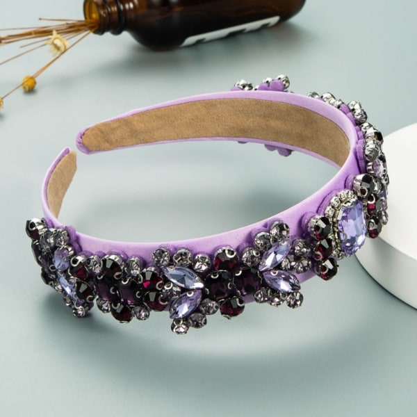 Leveä hiuspanta Crystal Rhinestone -pääpanta PURPLE - korkealaatuinen Purple