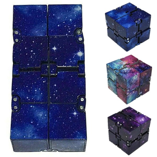 Finger Cube Magic Fidget Toy Game för barn Vuxen klassrumskontor - stock Blue Starry Sky