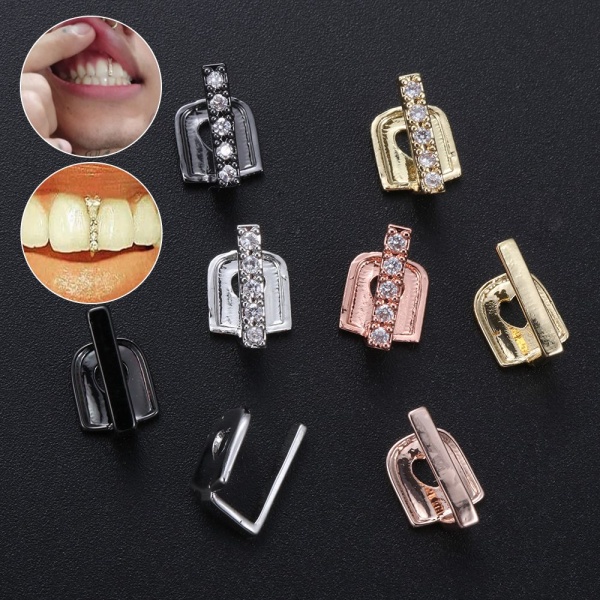 Hip Hop Teeth Grillz Dental Caps Single Clips Grillz 1-ROSE GOLD - spot ale