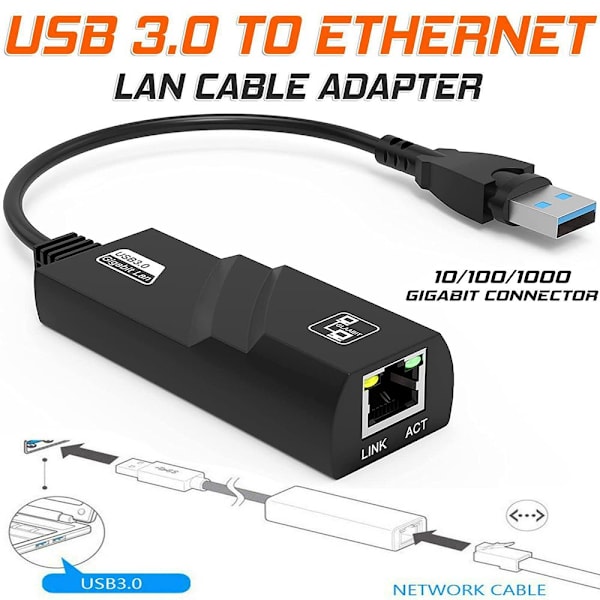 Ethernet-adapter USB 3.0 till Gigabit 1000M TYPE-C - stock