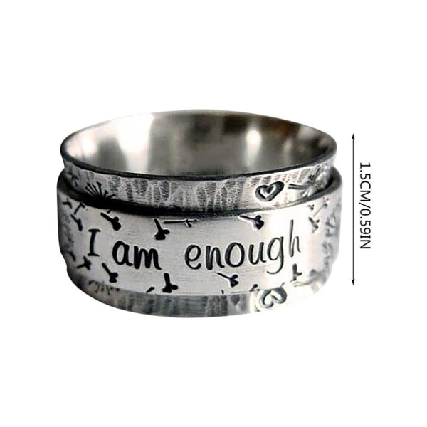 Double Dandelion Kaiverretut Kirjaimet Meditaatio Spinner Ring - Stock 12