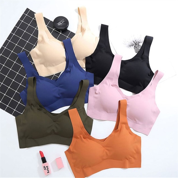 BH Sömlös väst BH:ar Push Up Underkläder Sovtopp med bröst P - spot försäljning Pink 2XL