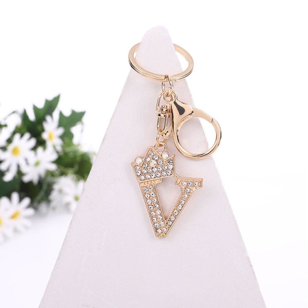 Strass dubbade små A-Z alfabetets första bokstav Nyckelring Ke - spot sales L 4.5*3cm/1.8*1.2in