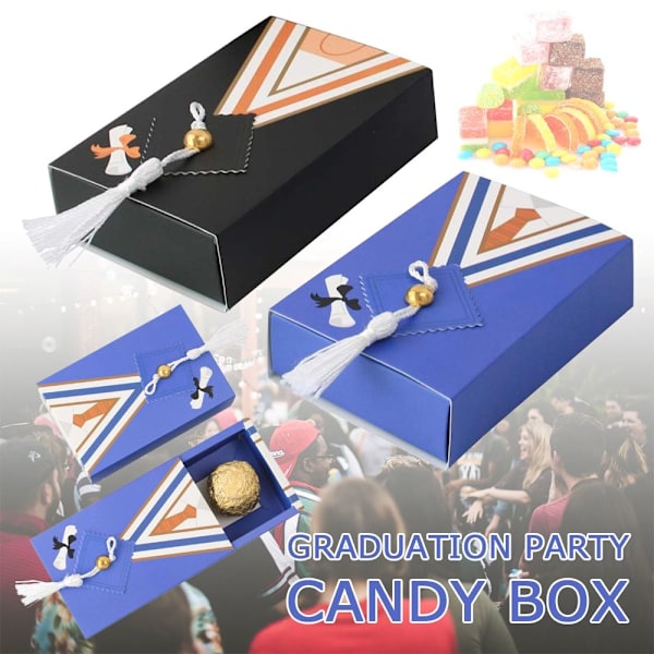 5kpl Doctor Hat Cap Candy Box Valmistujaisjuhlien koristelu MUSTA - korkea laatu black 5pcs-5pcs