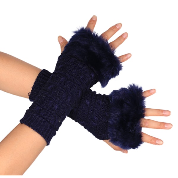 Naisten talven lämpimät käsivarret neulotut sormettomat hanskat - spot-ale Tibetan blue