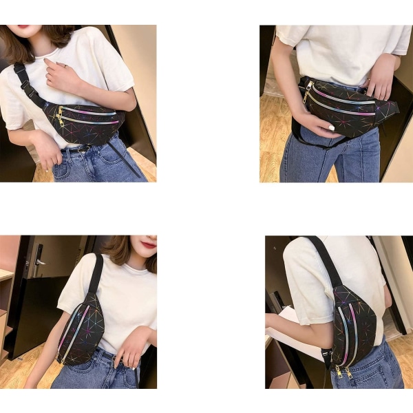 Midjeväska dam, svart, lätt Fanny Pack vattentät PU-läder City midjeväska Moda löpsportväskor Resevandring, One Size - high quality