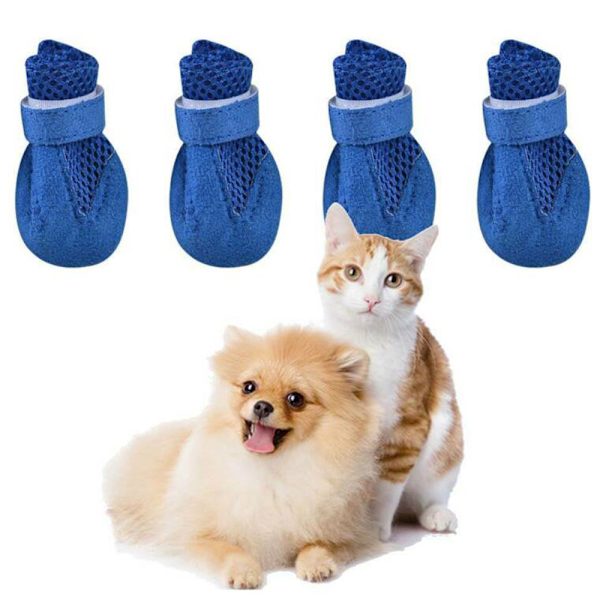 Liten Hund Katt Anti Halk Skor Skydds Pet Puppy Mesh Booties - on stock blue XL