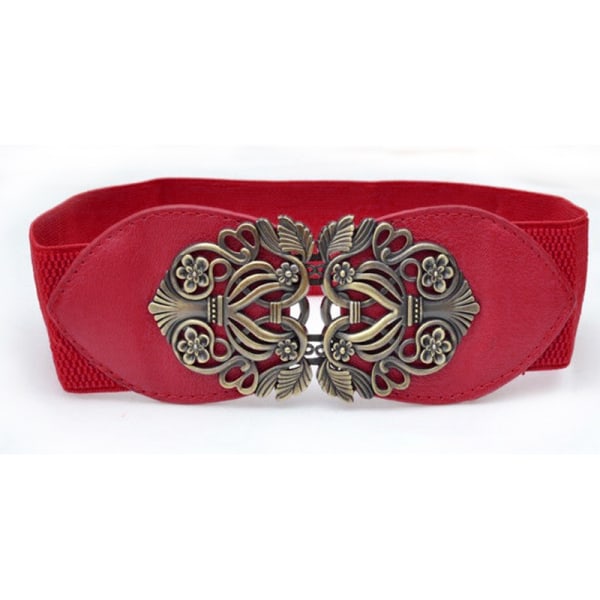 Damblomma brett bälte för klänning Stretch midjebälte Midjeband - on stock Red