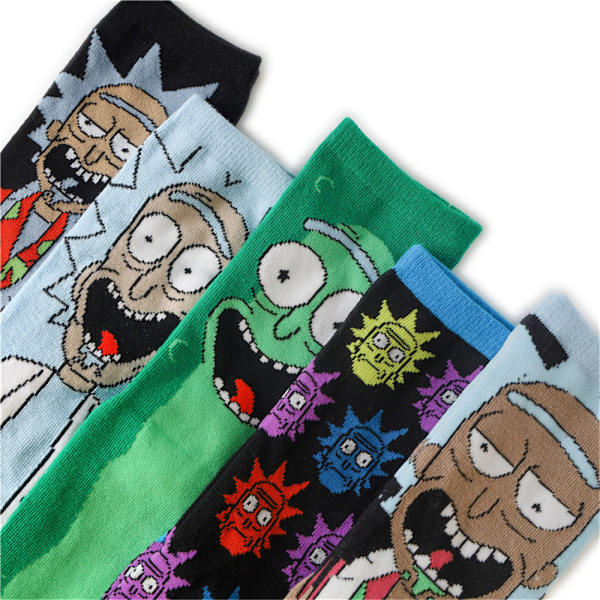 1 pari Rick and Morty Mr. Meeseekin kuvioidut miesten sukat - laadukkaat D