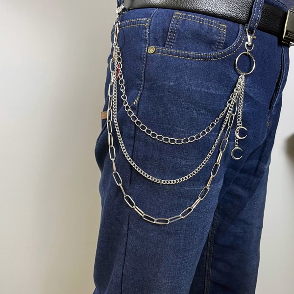 Moon Shaped Pants Chain For Women Multi Street Metal Pants For Keychain Punk Hip-hop Vyötäröketjut Vyö Pant Jea - varastossa