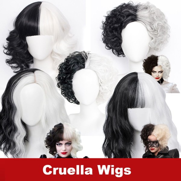 Peruukit Cruella De Vil Kuila Cosplay - korkealaatuinen