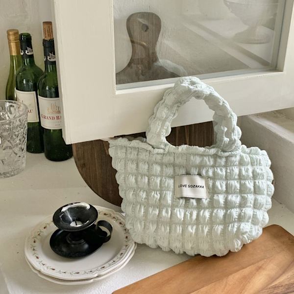 Liten tygväska Shopper Handväska GUL&VIT - stock Yellow&White