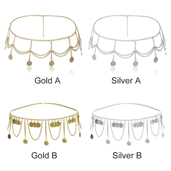 Metalliketju Vyö Kolikko Tupsu riipus Vyötärönauha GOLD B GOLD B - spot-myynti Gold B