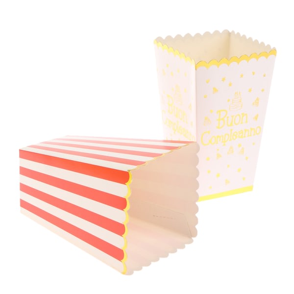 6:a Popcorn Lådor Hållare Behållare Kartonger Papperspåse Stripe N2 - on stock