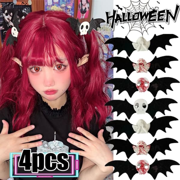 4kpl Halloween Skull Bat Hiusneulaklipsit - varastossa 2