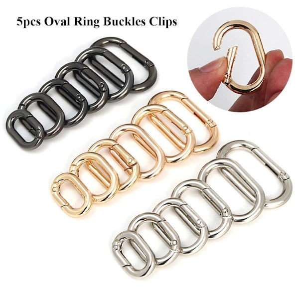 5 st fjäder ovala ringar Väska Bältesspännen GULD 31,1X20,6MM - on stock Gold 31.1x20.6mm