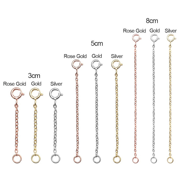 Förlängare säkerhetskedjeförlängare för armbandshalsband GULD 3CM - high quality