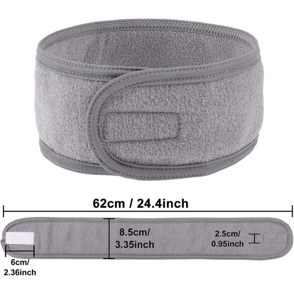 4 st Spa Ansikts-pannband Bandana French Terry Pannband (grå) - on stock