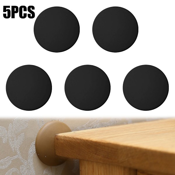 5 x Väggskydd Gummistopp Dörrhandtag Propp Självhäftande - spot försäljning black