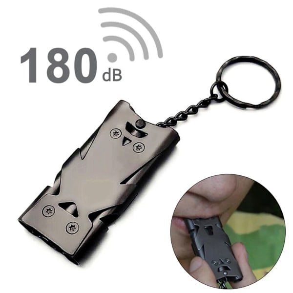 Double Pipe Whistle High Decibel SVART - on stock black