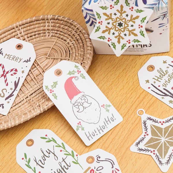 50 kpl Xmas Hanging Kraft Paper Ornaments Christmas Tree Tag G - varastossa
