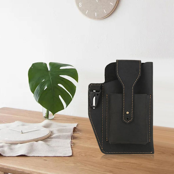 1/2/3 läder telefon hölster bältesväska Snygg midjeväska ficka - high quality Black 1 Pc