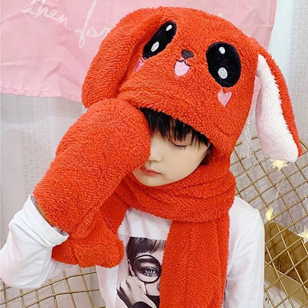 Kvinnor som rör sig öron på vintern Kaninhandskar Scarf - high quality red