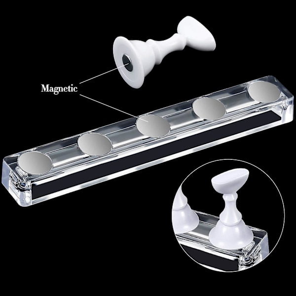 Nageltips Hållare Akryl Nail Art Practice Stativ Magnetisk - spot försäljning Vit 2 Set