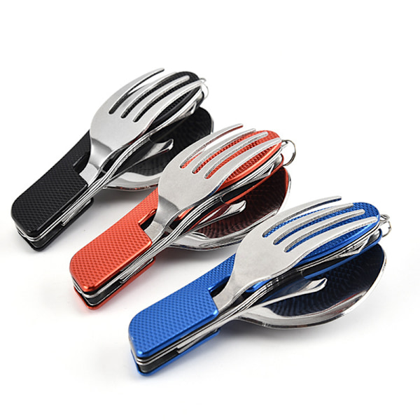 4 i 1 Bestick Silverbestick Lery Set -- Fällbar gaffel sked Bott - spot försäljning Red