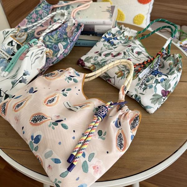 Flower Handbag Print Ostoskassit ORANSSI 28X19.5CM - korkea laatu orange 28x19.5cm