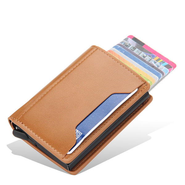 Miesten Pop Up -lompakko Rfid Blocking Slim Card Holder Automatic - varastossa Brown