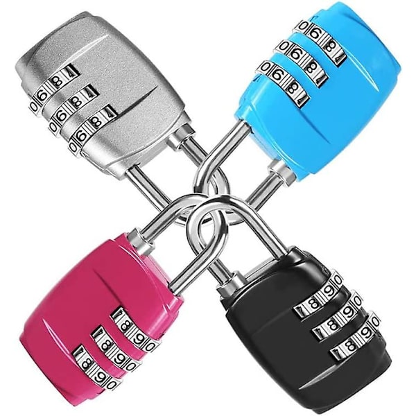 Bagagelås, (4-pack) 3-siffriga kombinationskoder för hänglås - on stock