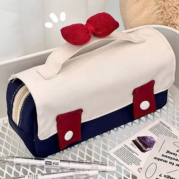 Bow Tote Pencil Bag BLÅ - on stock Blue