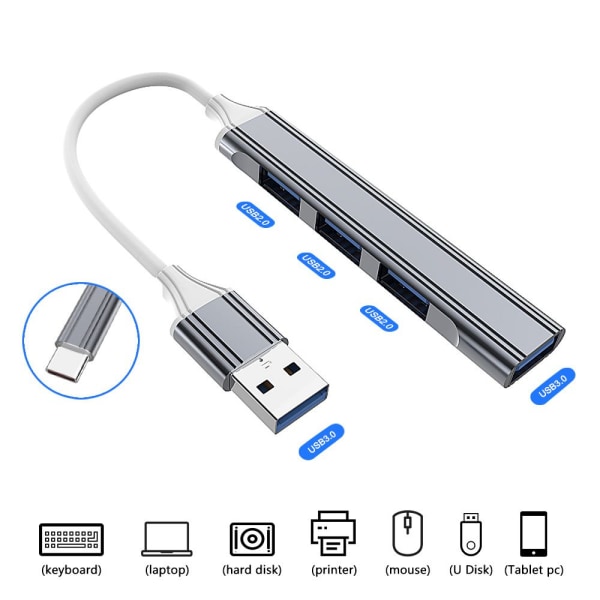 USB C HUB 3.0 Type-C Dockstation 4 port - spot sales USB 3.0 Grey