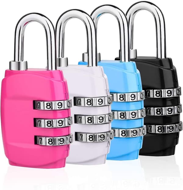Bagagelås, (4-pack) 3-siffriga kombinationskoder för hänglås - on stock