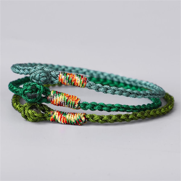 Buddhist Knots Armband Weave Armband GRÄS GRÖN-21CM - stock