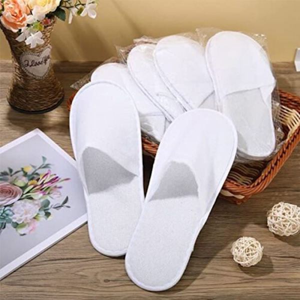 10 par engångstofflor Hotel Tofflor Spatofflor - on stock white