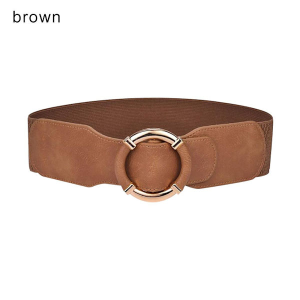 Dam stretch midjeband Elastiskt guld cirkel spänne BRUNT - on stock brown