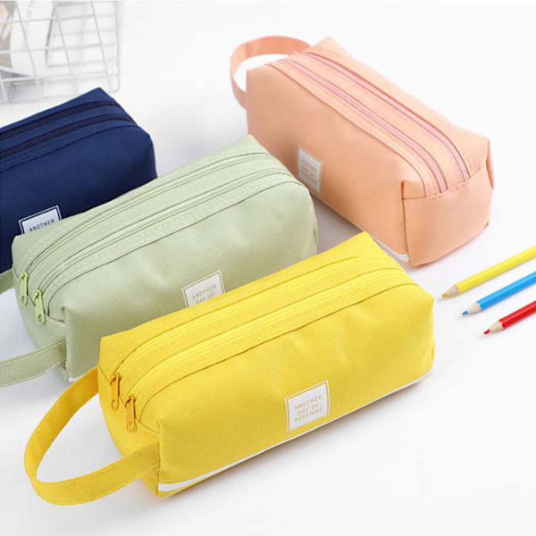 Pennfodral med dubbel canvas dragkedja för barn, case - spot sales Yellow