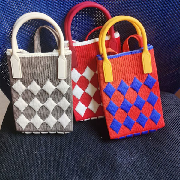 Kedjeaxel Crossbody-väska Stickad handväska för kvinnor ORANGE - stock orange