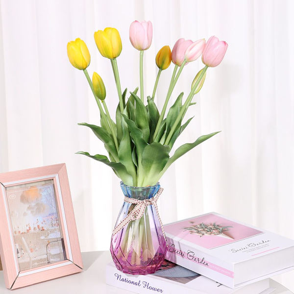 Konstgjorda Blommor Tulpaner Bukett VIT - high quality white
