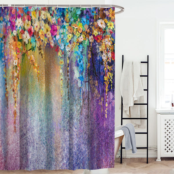 Dusch Vattentät Print Badrum Gardiner Fönster Toalett - high quality Blue 180*200 cm
