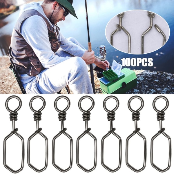 100 kpl Fishing Hanging Snap Barrel Swivel 0 - varastossa 0