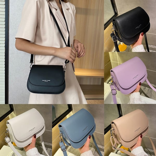 Trendig sadelaxelväska kvinnor PU-läder Crossbody-väska - spot sales black