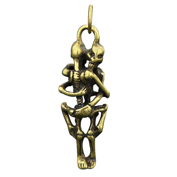 Skelett kramar staty form nyckelkedja hängande kreativ väska hängande prydnad - on stock Golden 4.1X.3X1cm