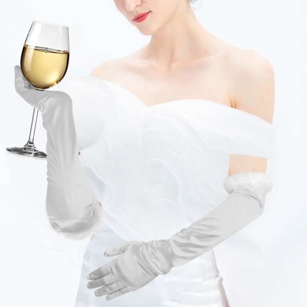 Long Opera Gloves Bridal Gloves MUSTA - varastossa