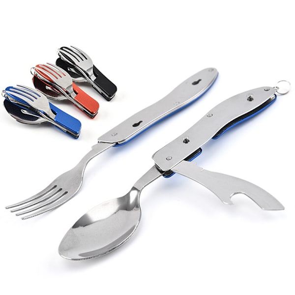 4 i 1 Bestick Silverbestick Lery Set -- Fällbar gaffel sked Bott - spot försäljning Red