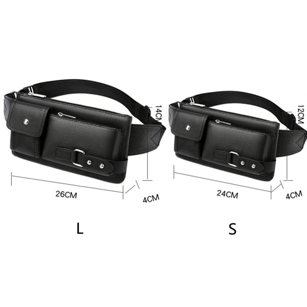 Läder midjeväska Fanny Pack VART - stock Black S