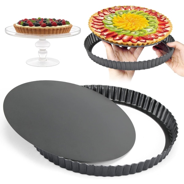 Tart Pan, Quiche Pan, Rund Cake Pan, Non-Stick Avtagbar - high quality
