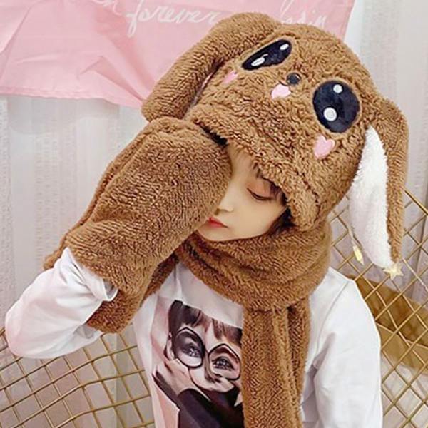 Kvinnor som rör sig öron på vintern Kaninhandskar Scarf - high quality coffee